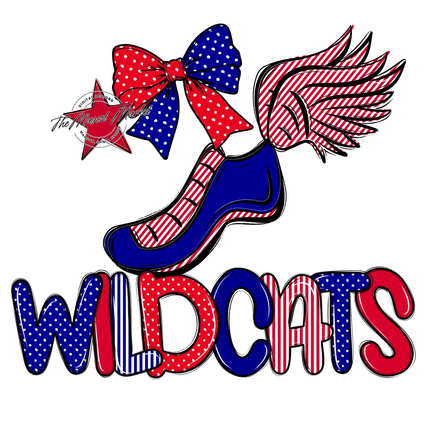 Wildcats Track Spirit Design-Blue & Red