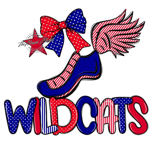 Wildcats Track Spirit Design-Blue & Red