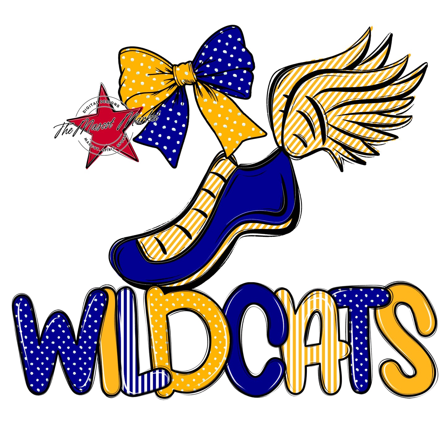 Wildcats Track Spirit Design-Blue & Yellow