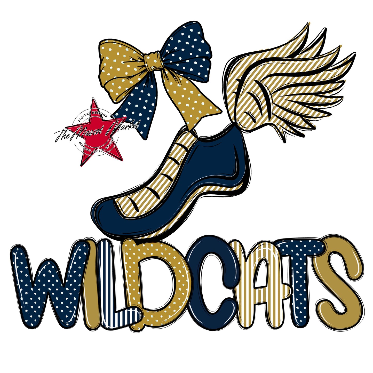 Wildcats Track Spirit Design-Navy & Gold