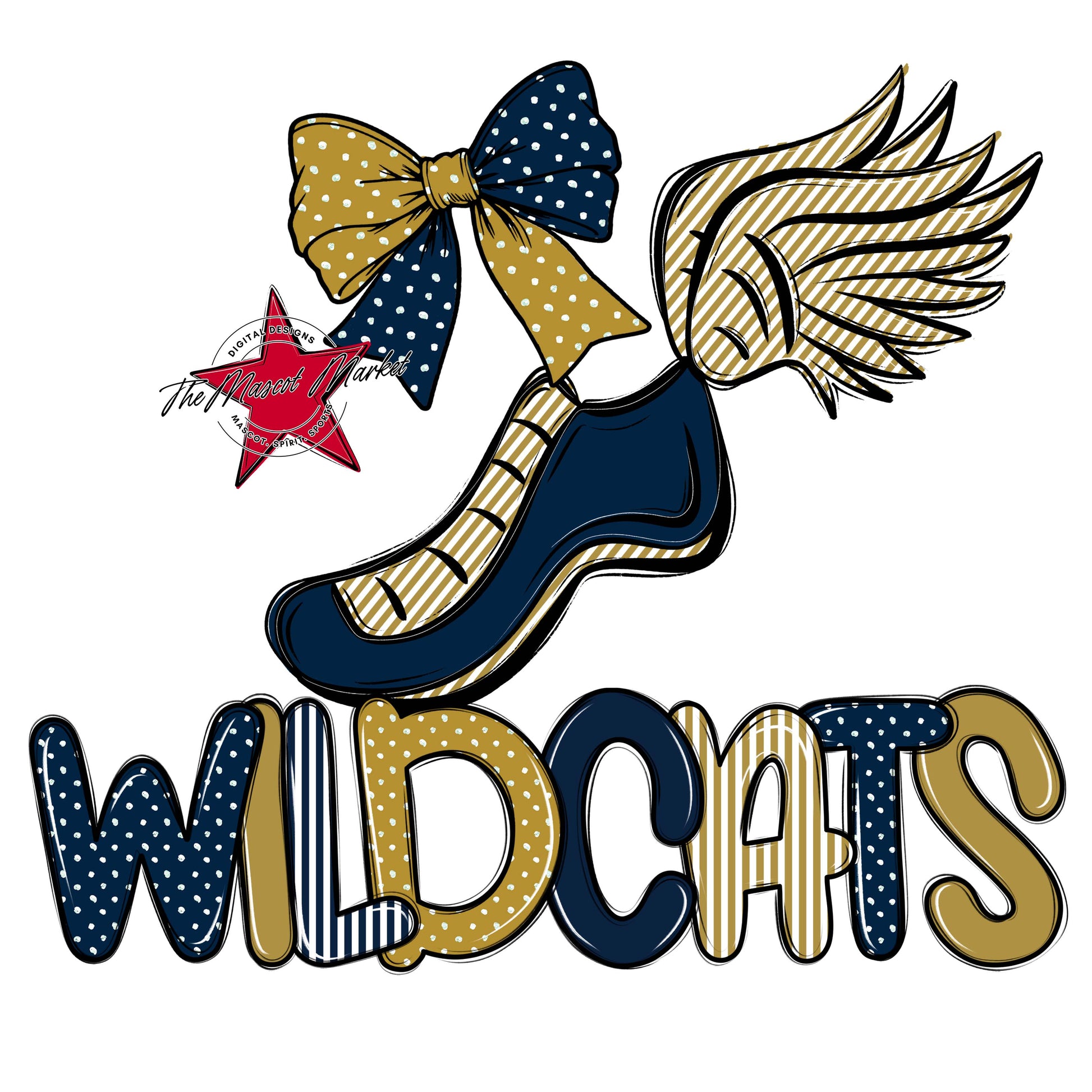 Wildcats Track Spirit Design-Navy & Gold