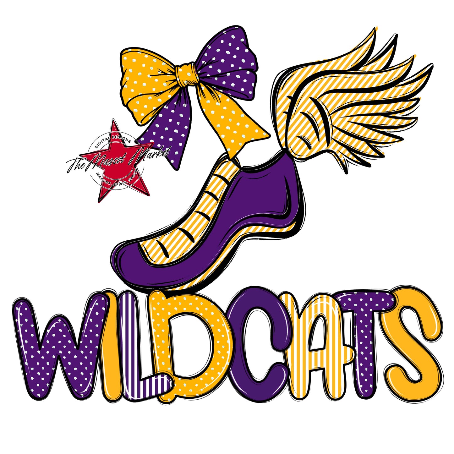 Wildcats Track Spirit Design-Purple & Yellow