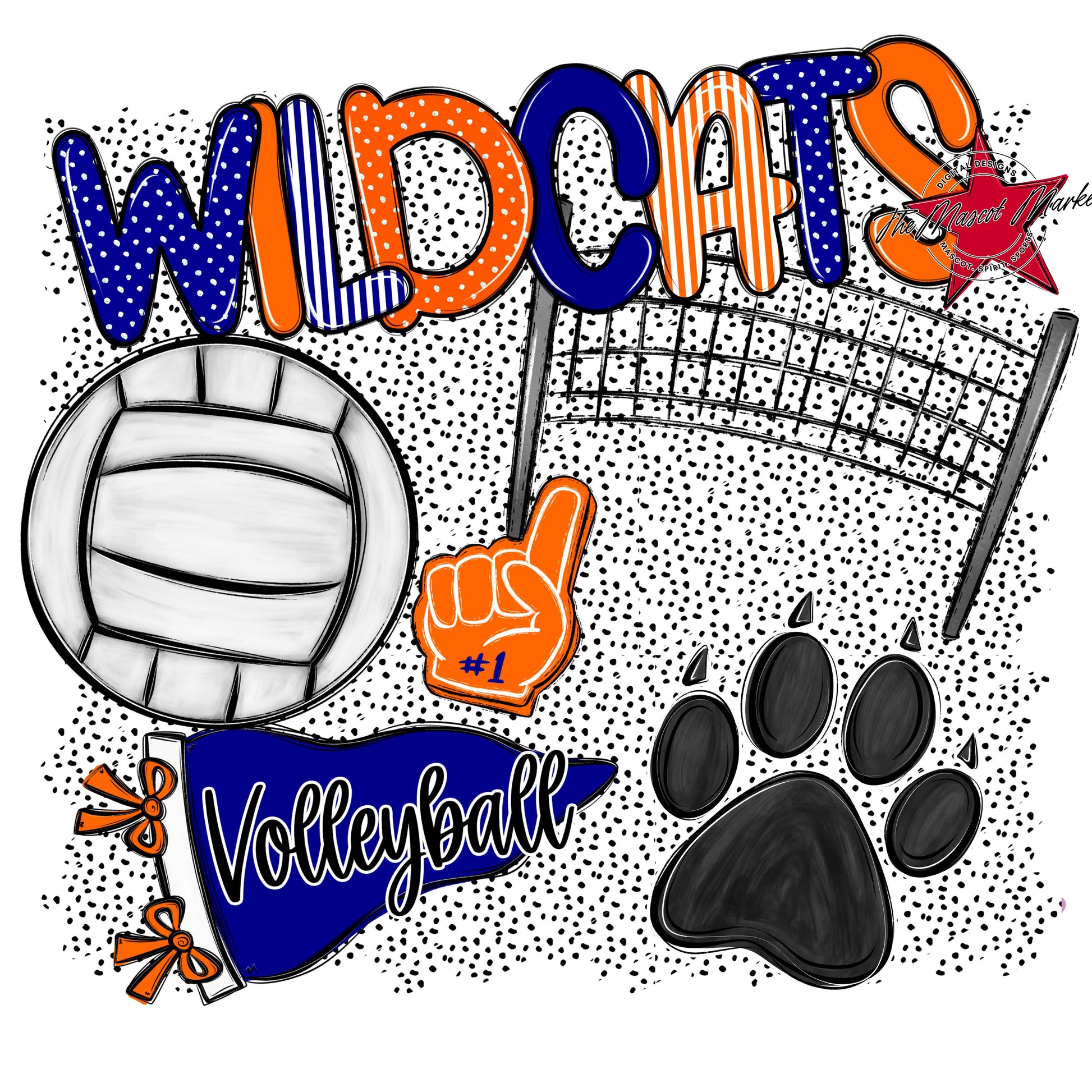 Wildcats Volleyball Spirit-Blue & Orange