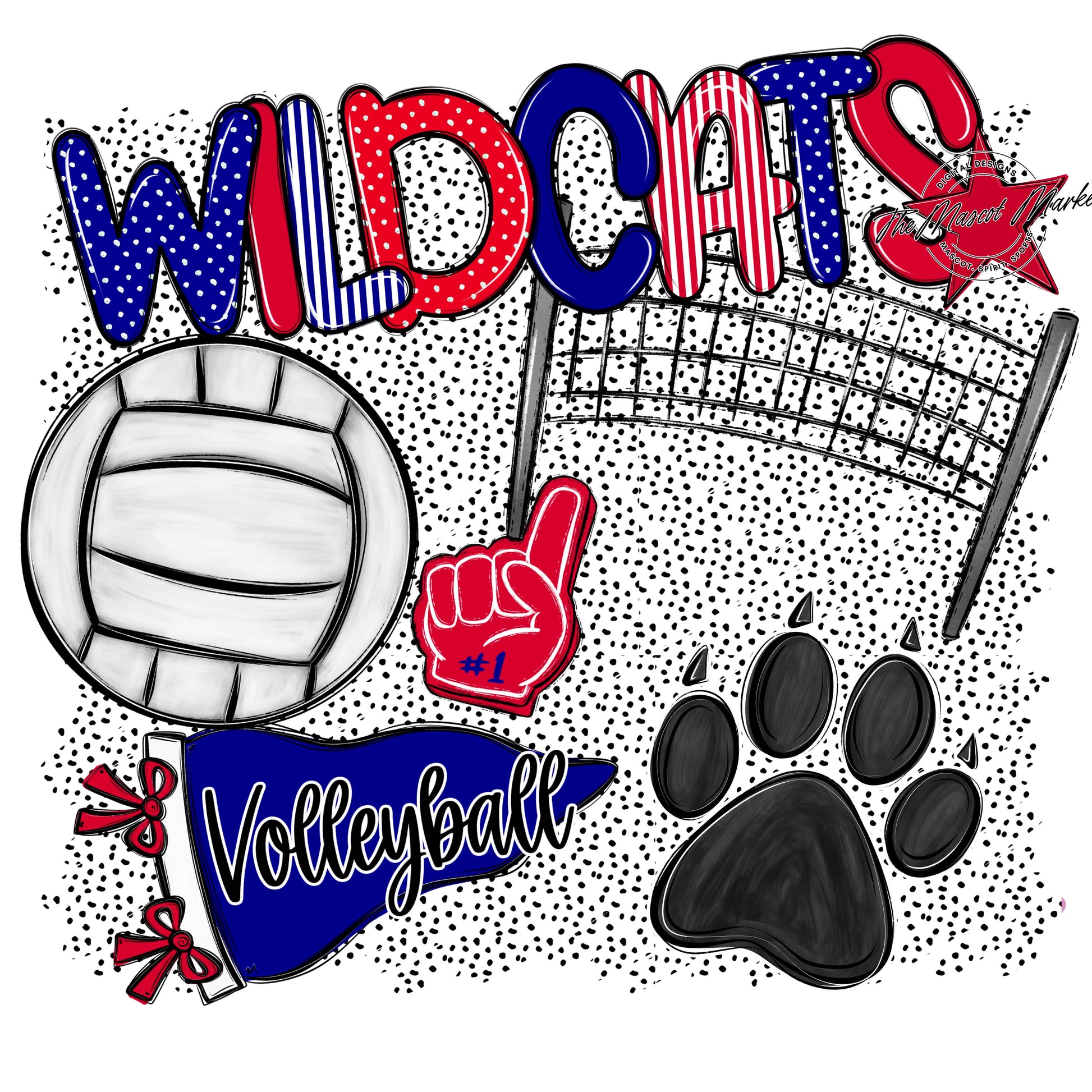 Wildcats Volleyball Spirit-Blue & Red