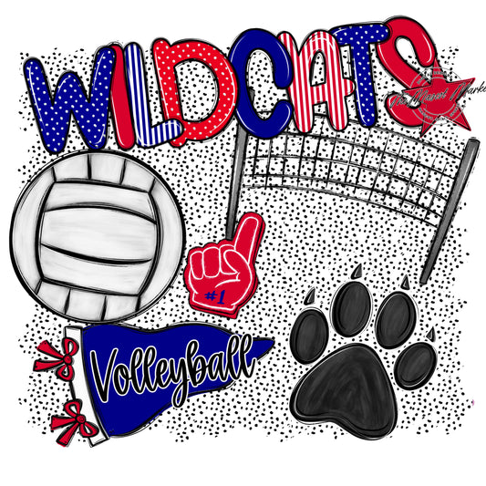 Wildcats Volleyball Spirit-Blue & Red