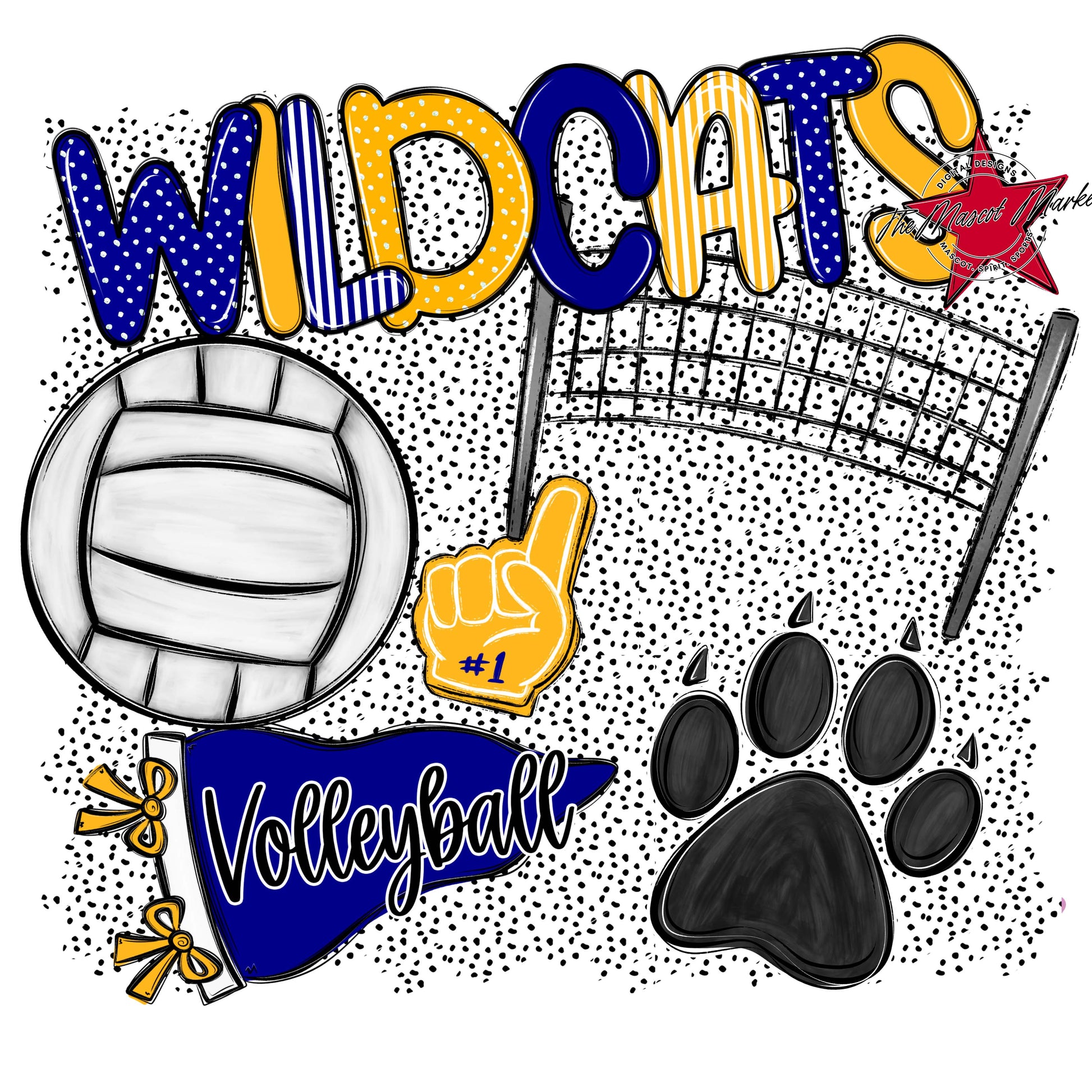 Wildcats Volleyball Spirit-Blue & Yellow