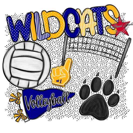 Wildcats Volleyball Spirit-Blue & Yellow