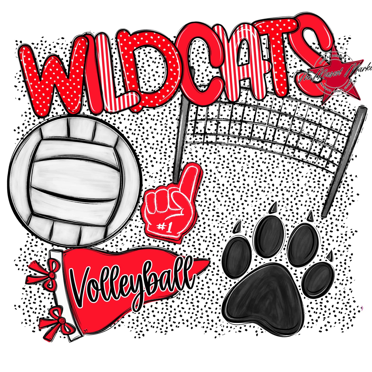 Wildcats Volleyball Spirit-Bright Red