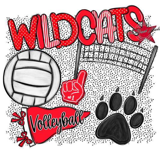 Wildcats Volleyball Spirit-Bright Red