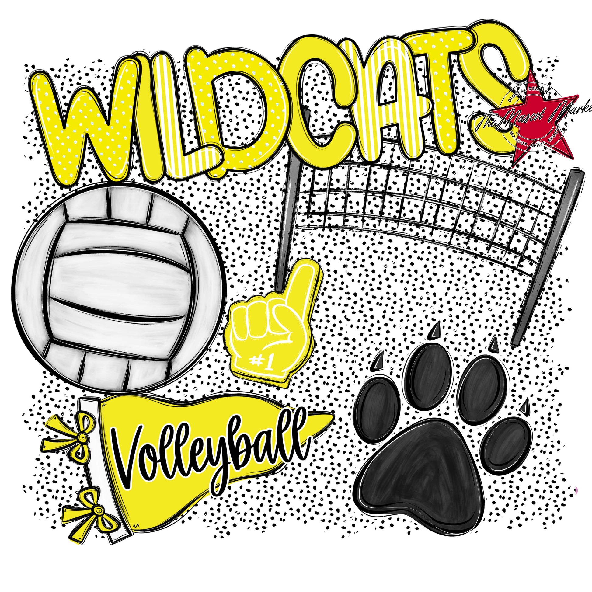 Wildcats Volleyball Spirit-Bright Yellow