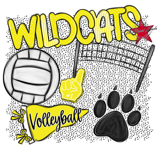 Wildcats Volleyball Spirit-Bright Yellow