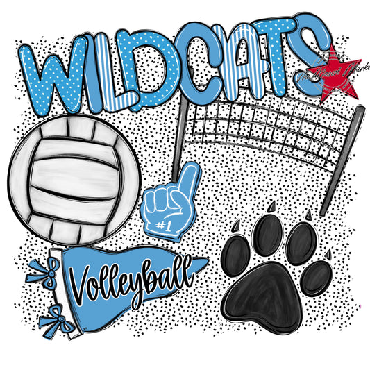 Wildcats Volleyball Spirit-Carolina Blue