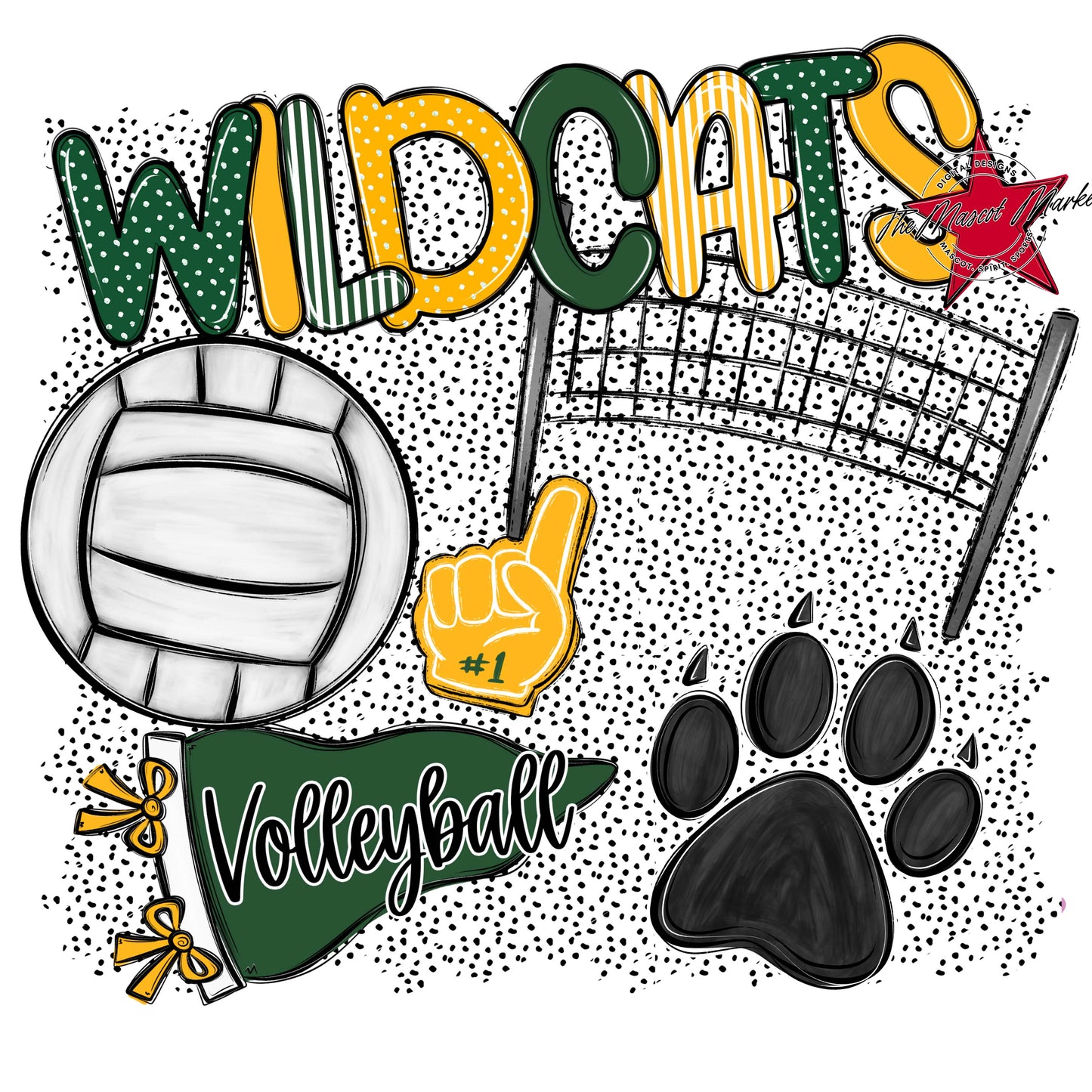 Wildcats Volleyball Spirit-Green & Yellow