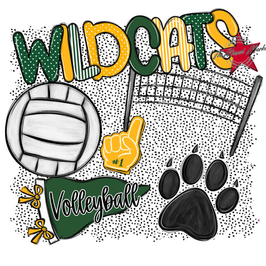 Wildcats Volleyball Spirit-Green & Yellow