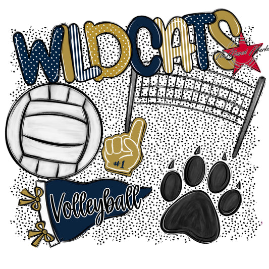 Wildcats Volleyball Spirit-Navy & Gold