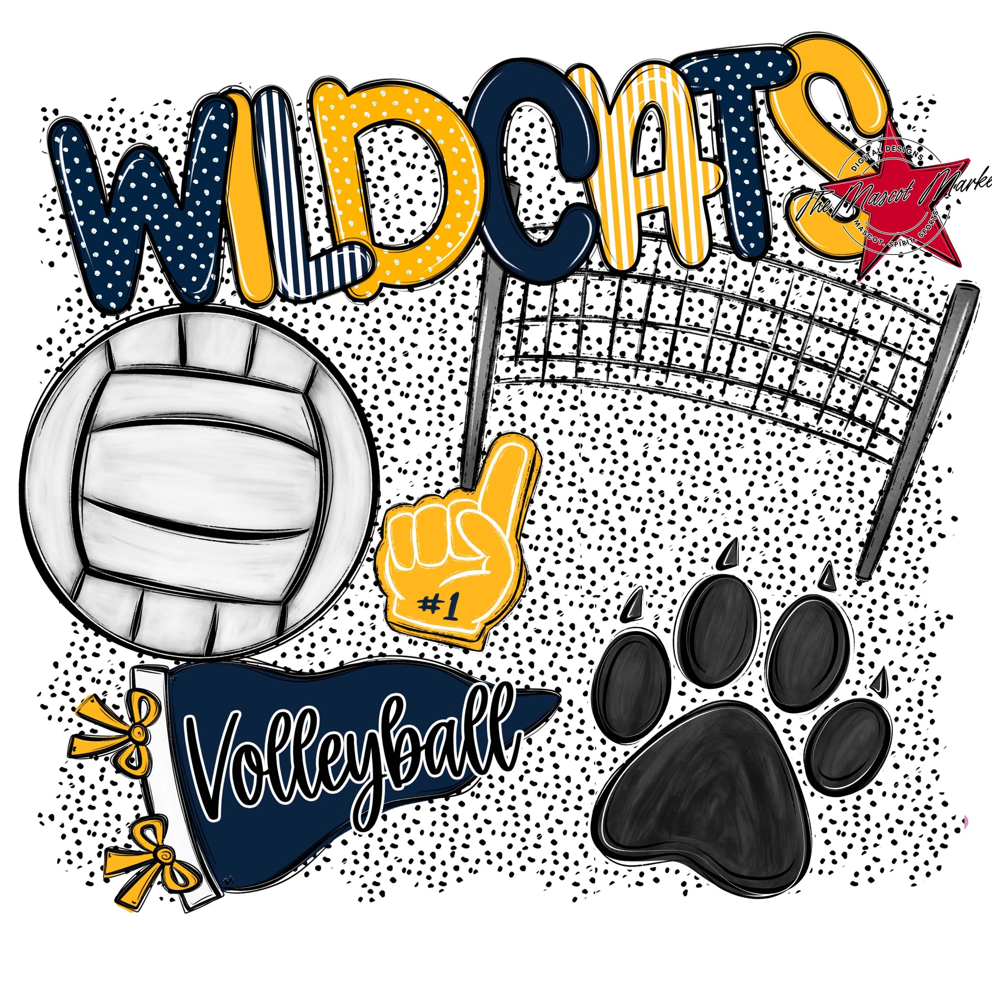 Wildcats Volleyball Spirit-Navy & Yellow