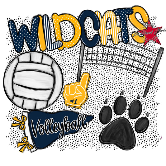 Wildcats Volleyball Spirit-Navy & Yellow
