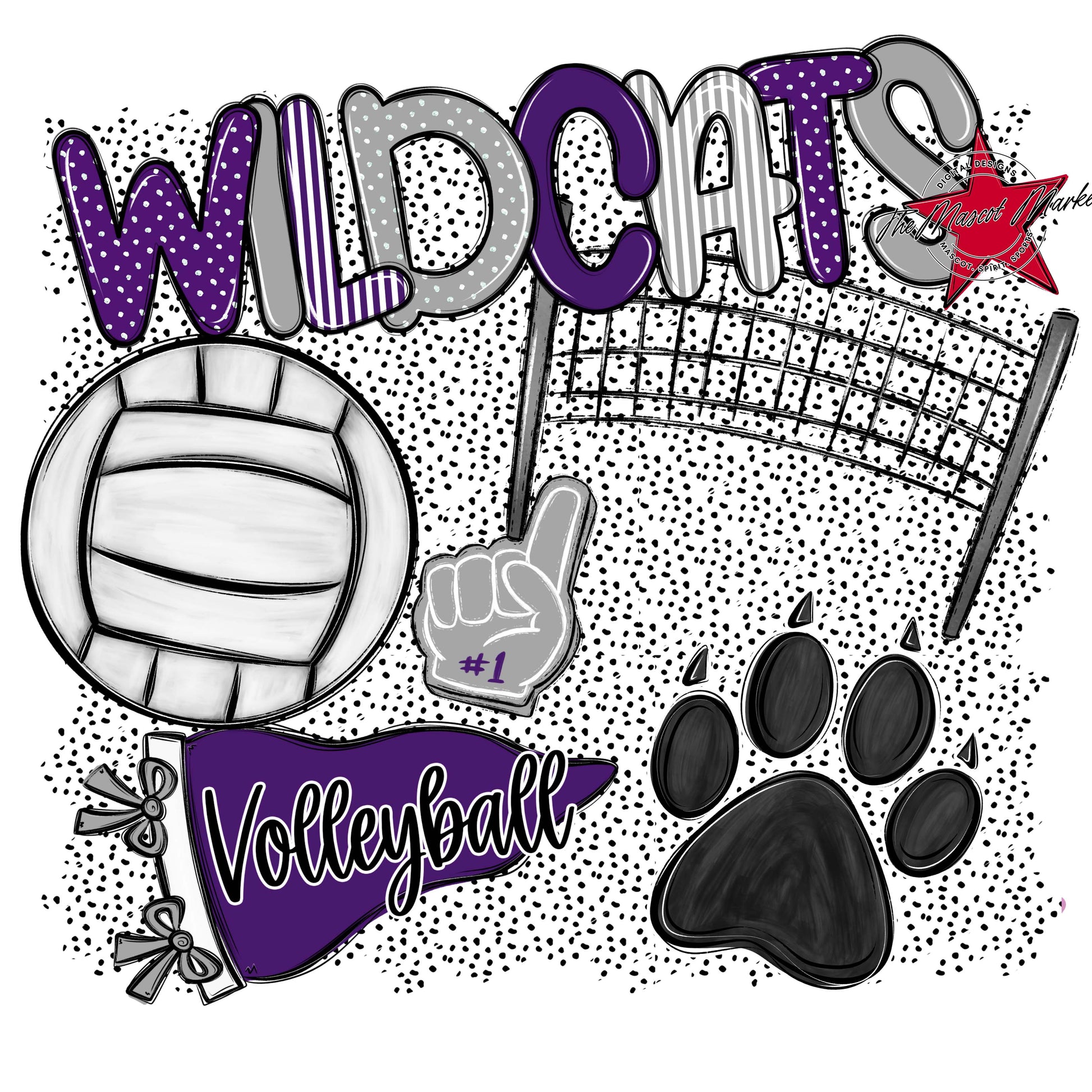 Wildcats Volleyball Spirit-Purple & Grey