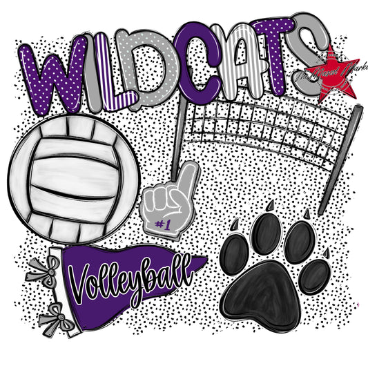 Wildcats Volleyball Spirit-Purple & Grey