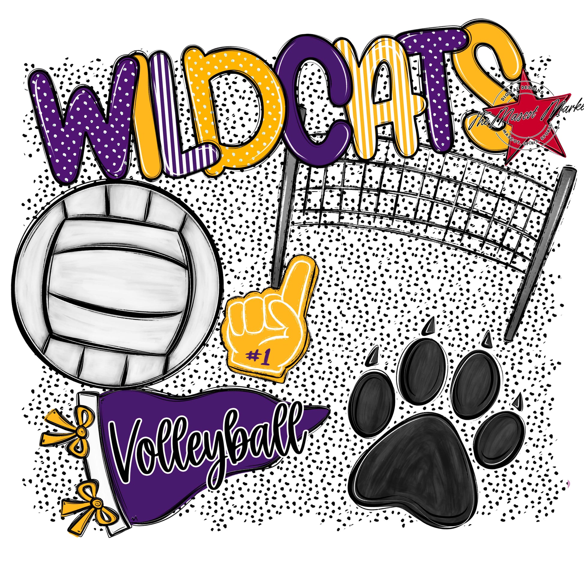 Wildcats Volleyball Spirit-Purple & Yellow