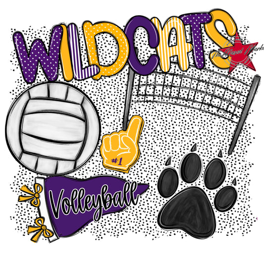 Wildcats Volleyball Spirit-Purple & Yellow