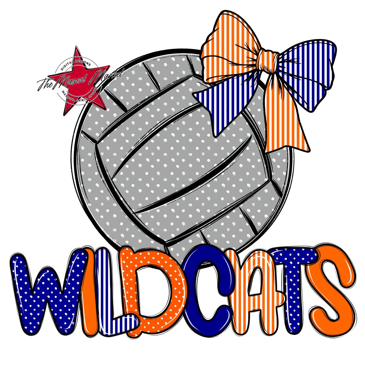 Wildcats Volleyball Spirit Design-Blue & Orange