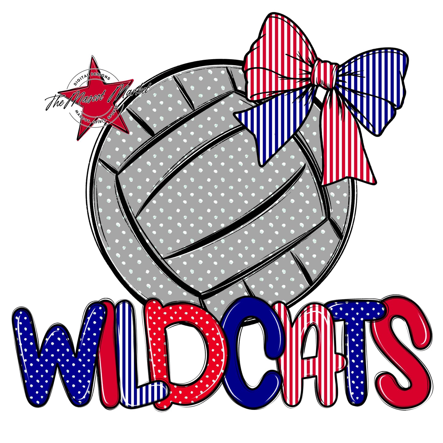 Wildcats Volleyball Spirit Design-Blue & Red