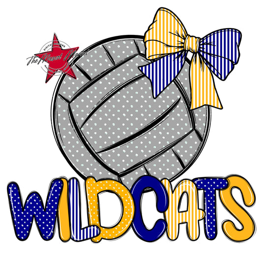 Wildcats Volleyball Spirit Design-Blue & Yellow