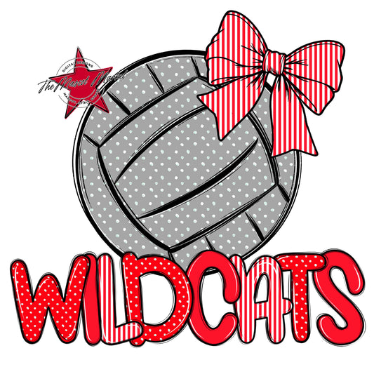 Wildcats Volleyball Spirit Design-Bright Red