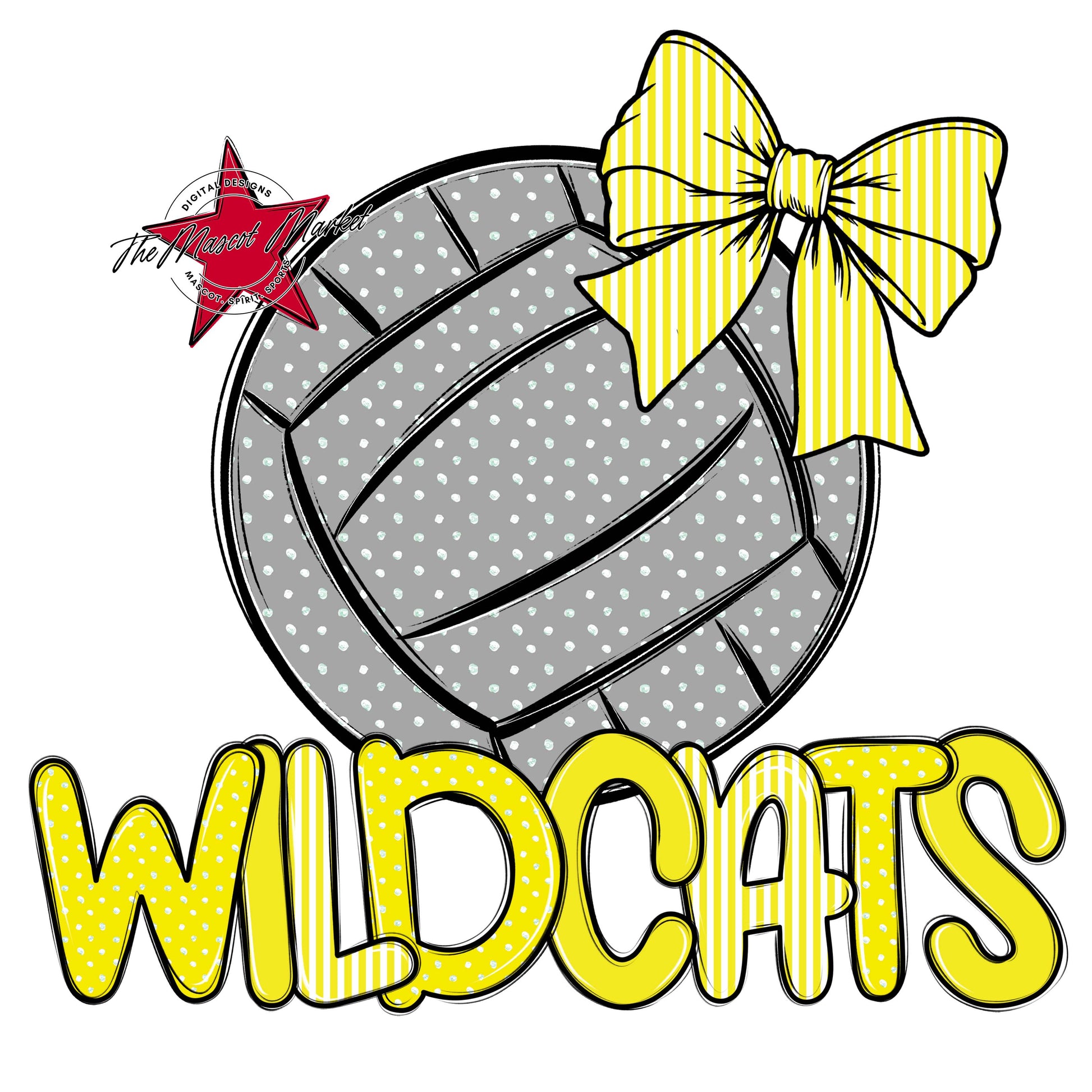 Wildcats Volleyball Spirit Design-Bright Yellow