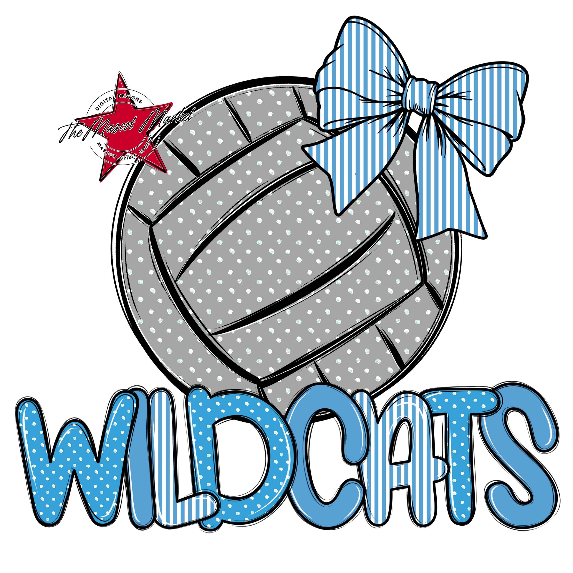 Wildcats Volleyball Spirit Design-Carolina Blue