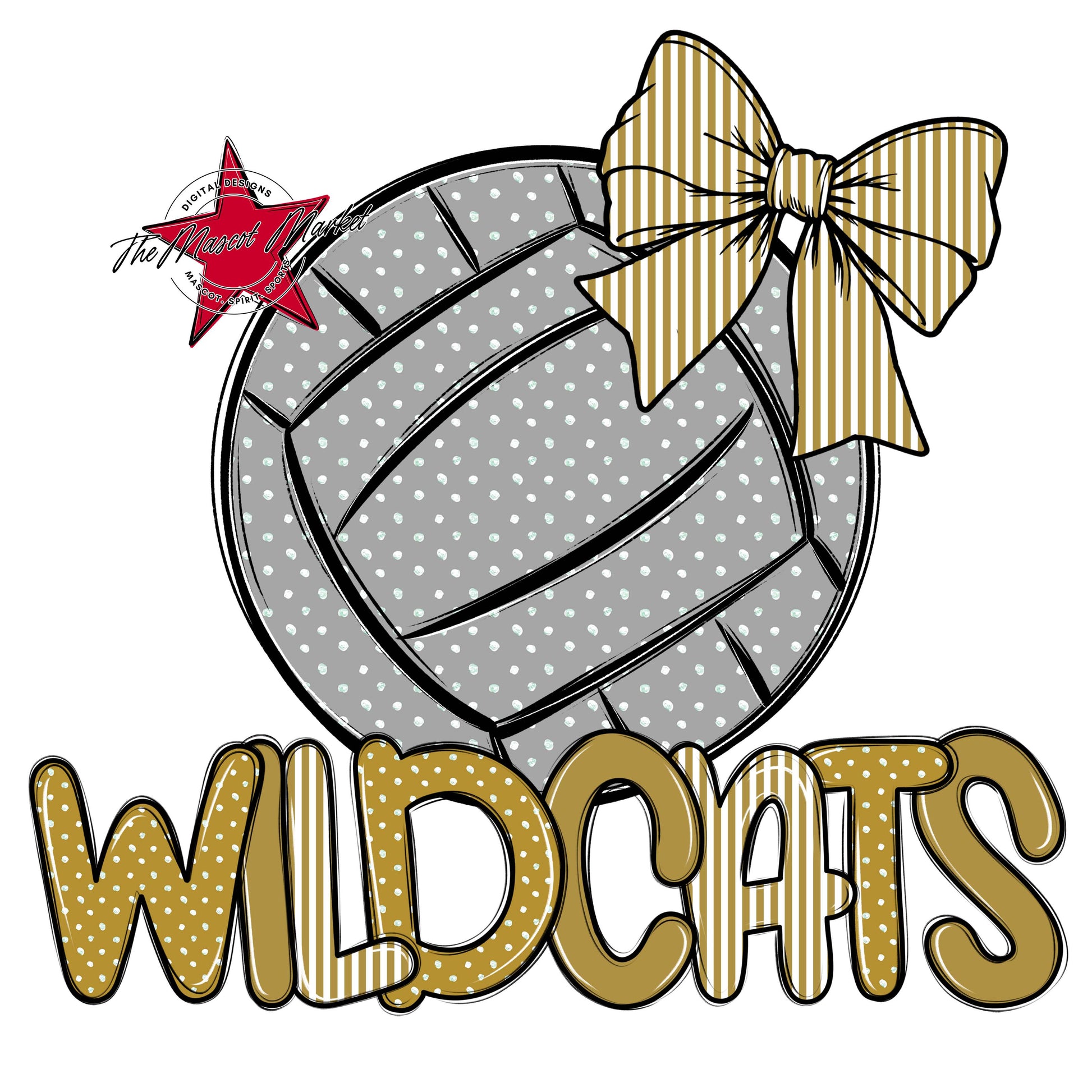 Wildcats Volleyball Spirit Design-Gold