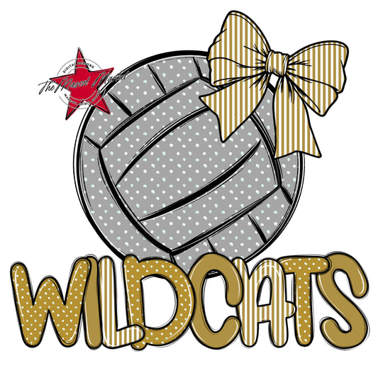 Wildcats Volleyball Spirit Design-Gold