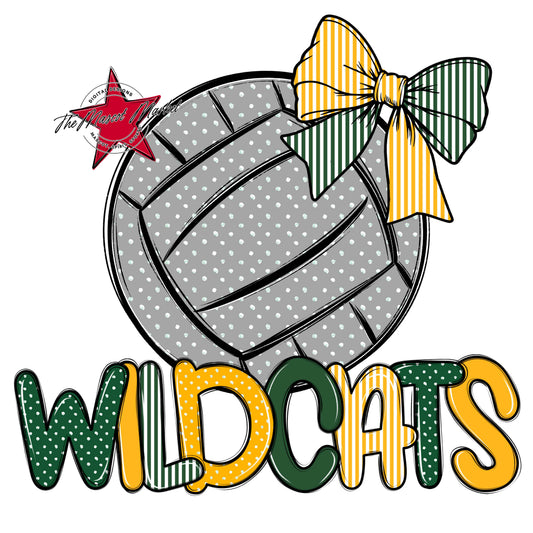 Wildcats Volleyball Spirit Design-Green & Yellow
