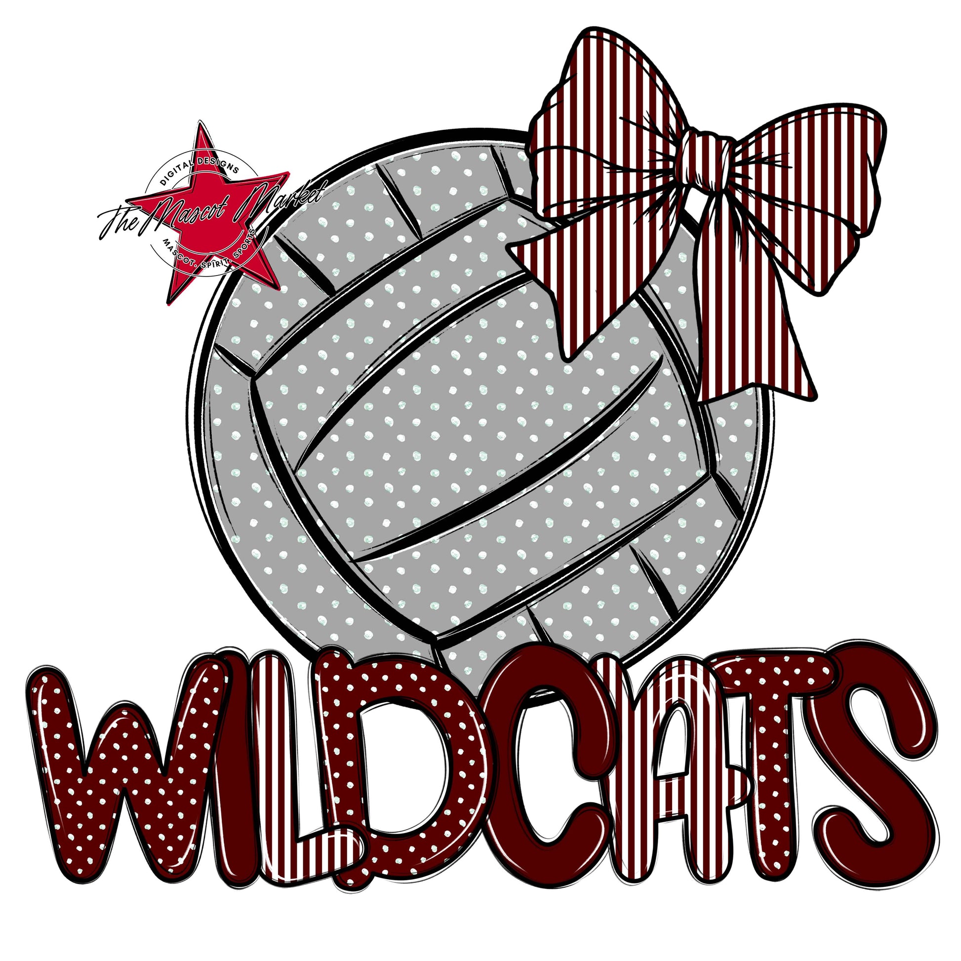 Wildcats Volleyball Spirit Design-Maroon