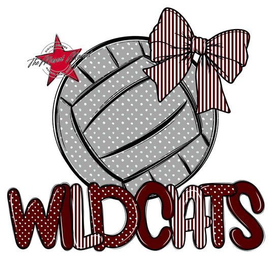 Wildcats Volleyball Spirit Design-Maroon
