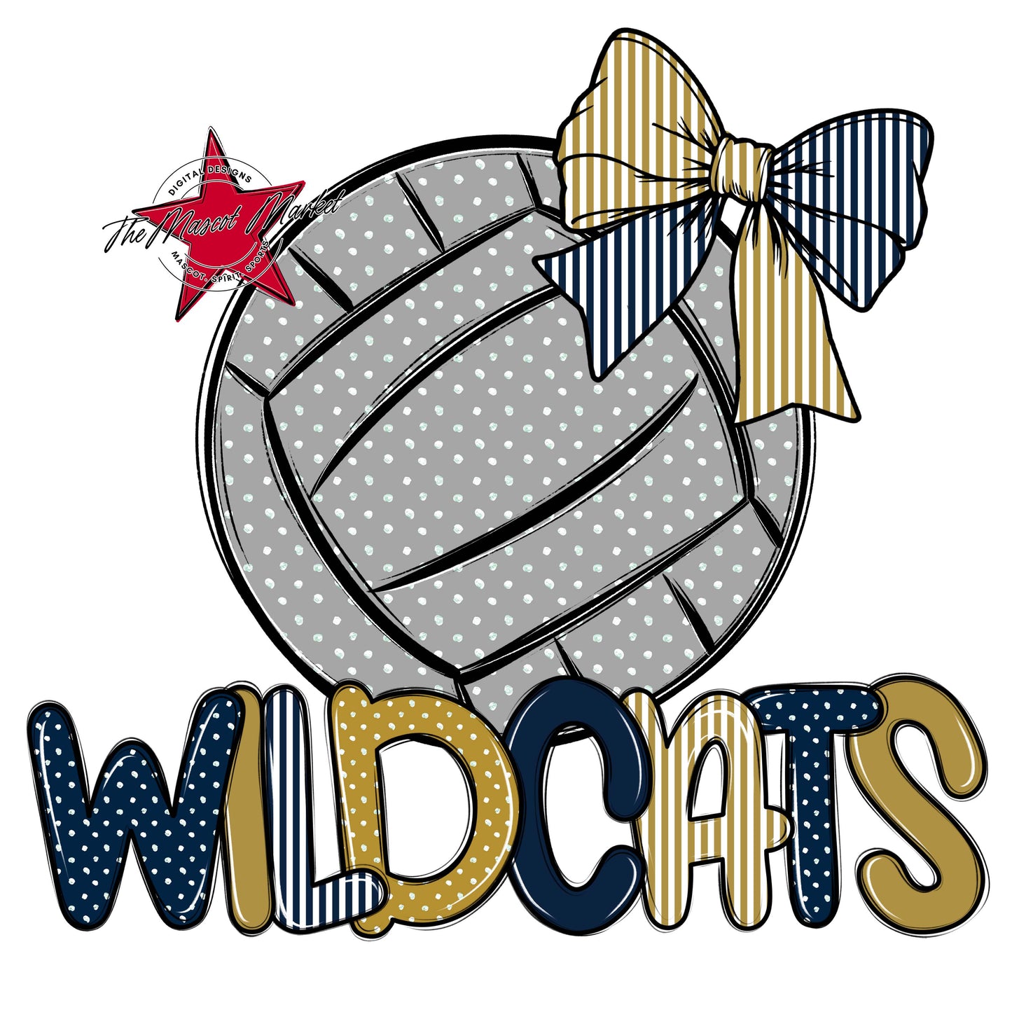 Wildcats Volleyball Spirit Design-Navy & Gold
