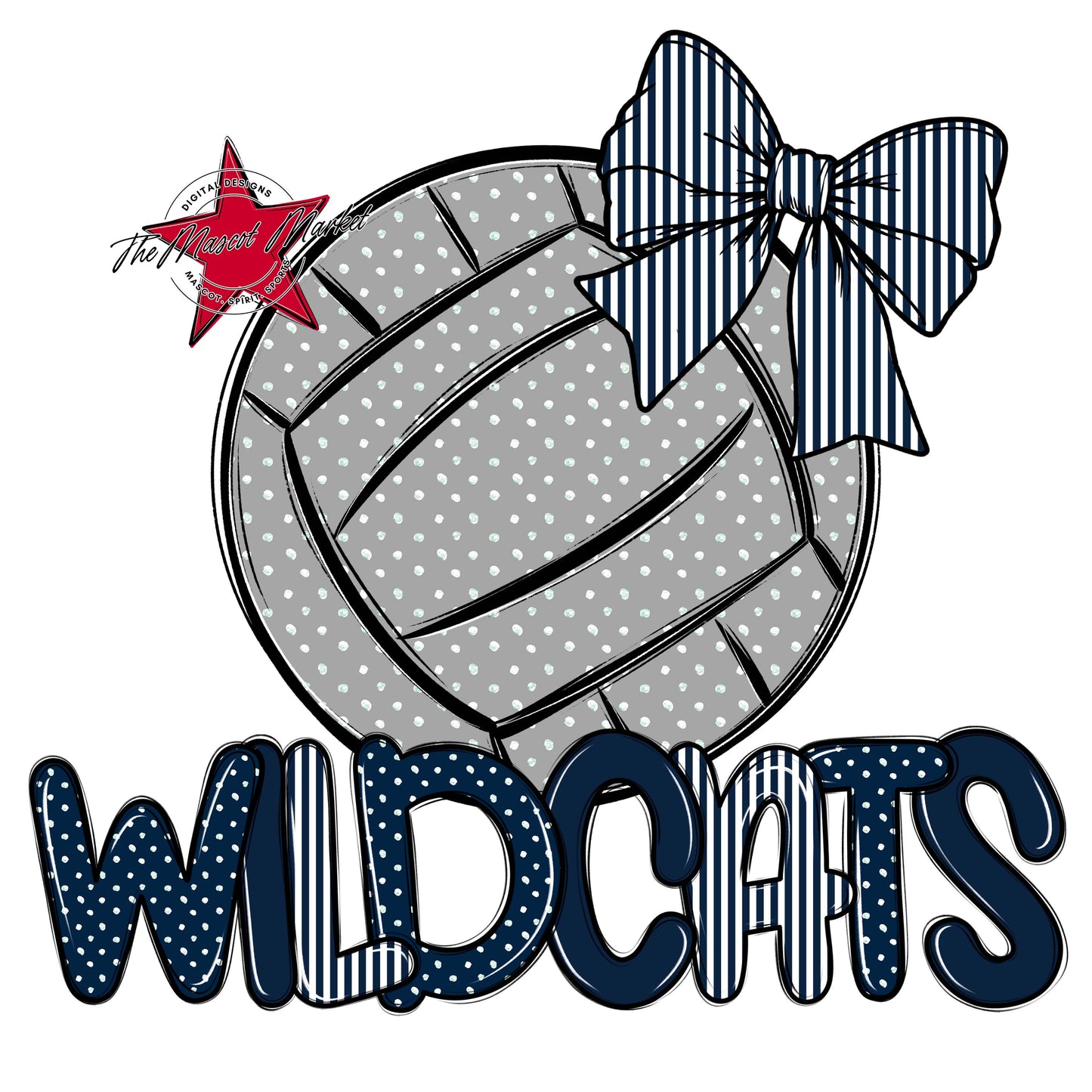 Wildcats Volleyball Spirit Design-Navy