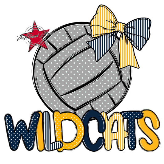 Wildcats Volleyball Spirit Design-Navy & Yellow