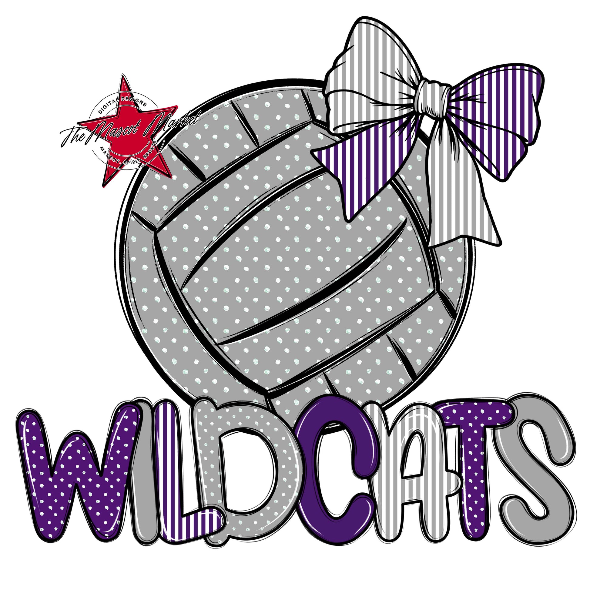 Wildcats Volleyball Spirit Design-Purple & Grey