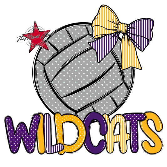 Wildcats Volleyball Spirit Design-Purple & Yellow