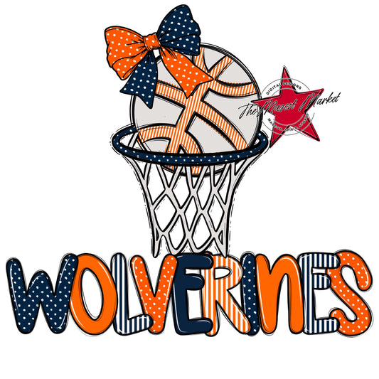 Wolverines Basketball Spirit Design-Navy & Orange