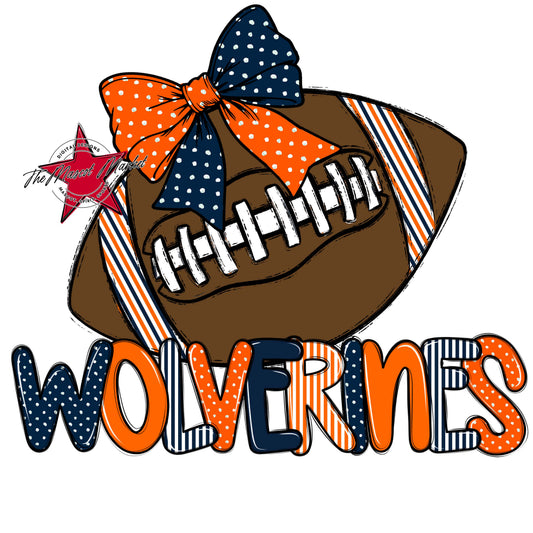 Wolverines Football Spirit Design-Navy & Orange