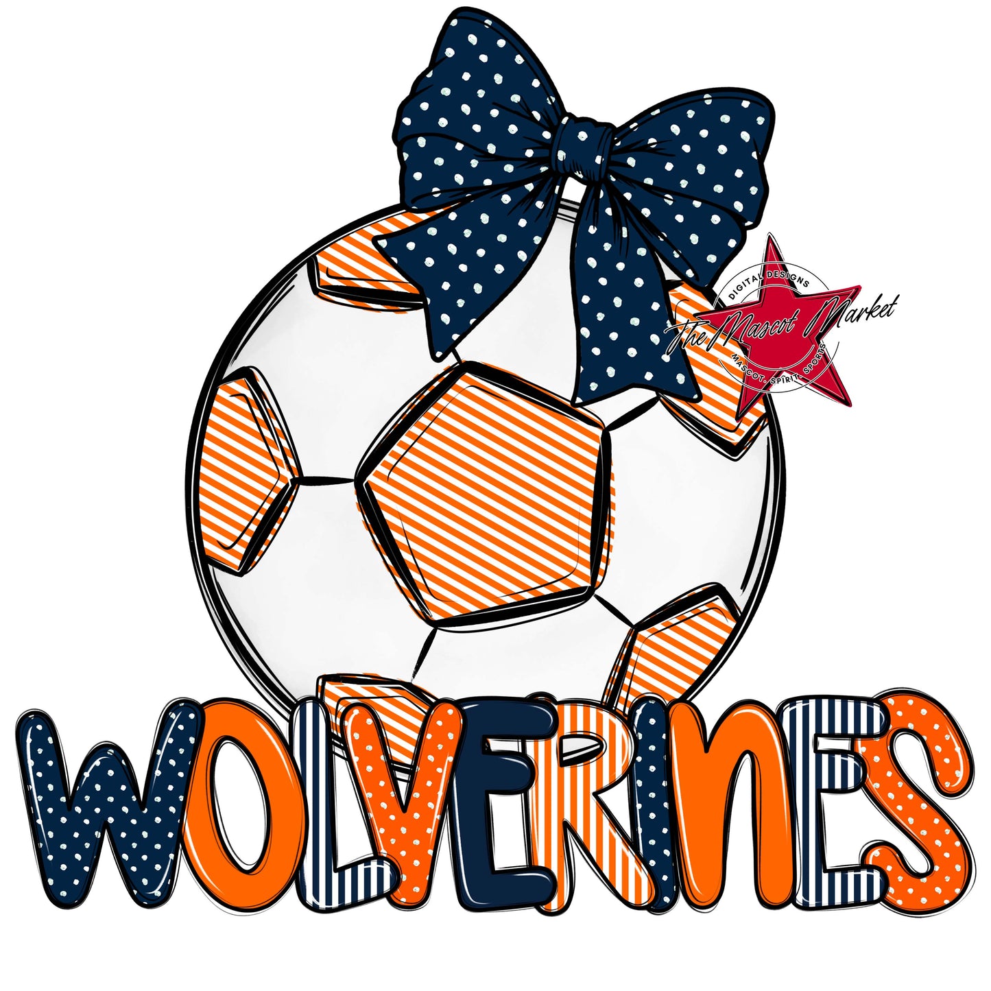 Wolverines Soccer Spirit Design-Navy & Orange