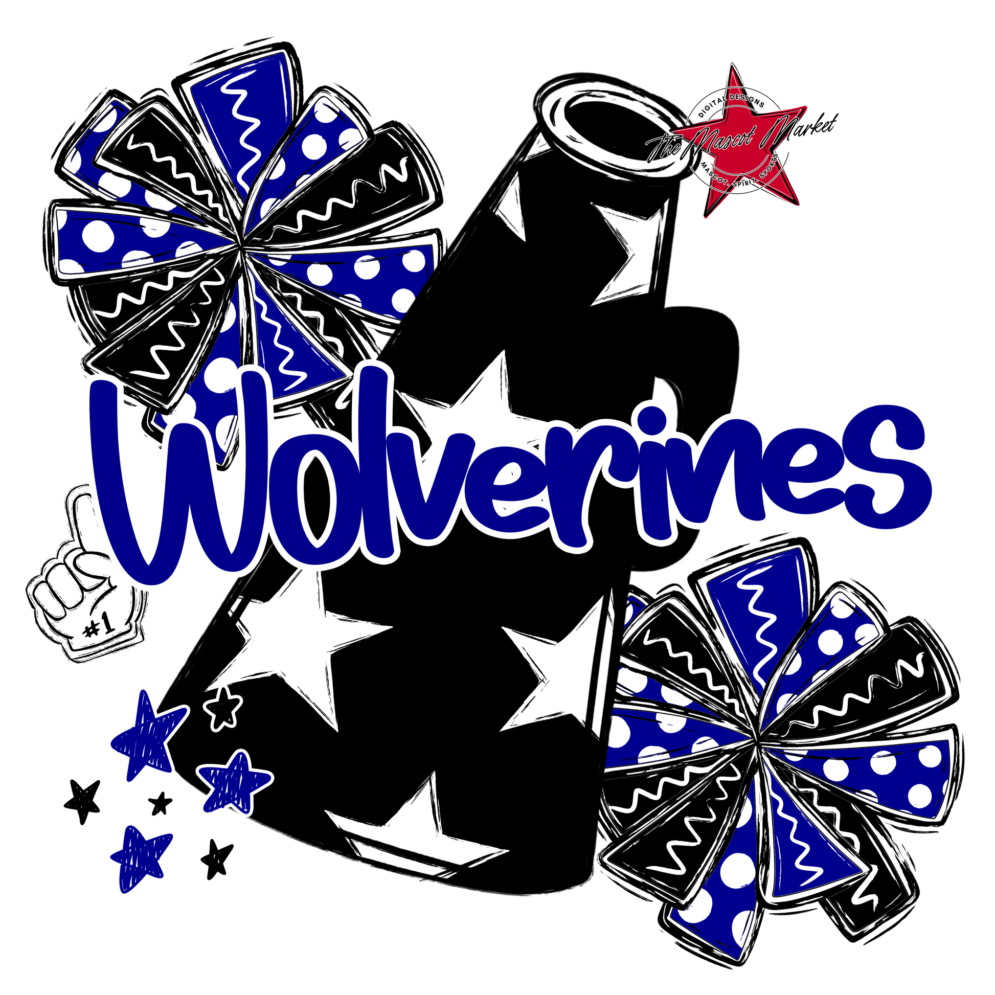 Wolverines Alpha Megaphone Design-Blue