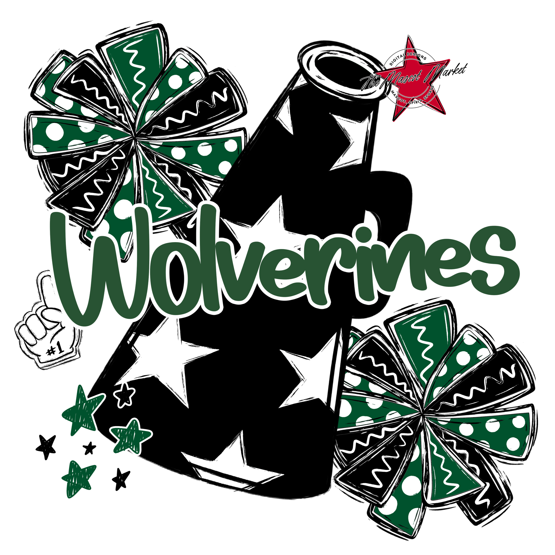 Wolverines Alpha Megaphone Design-Green