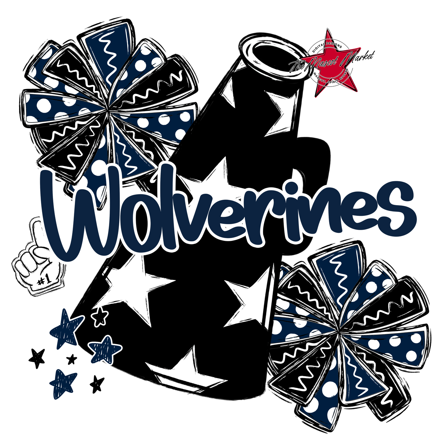 Wolverines Alpha Megaphone Design-Navy