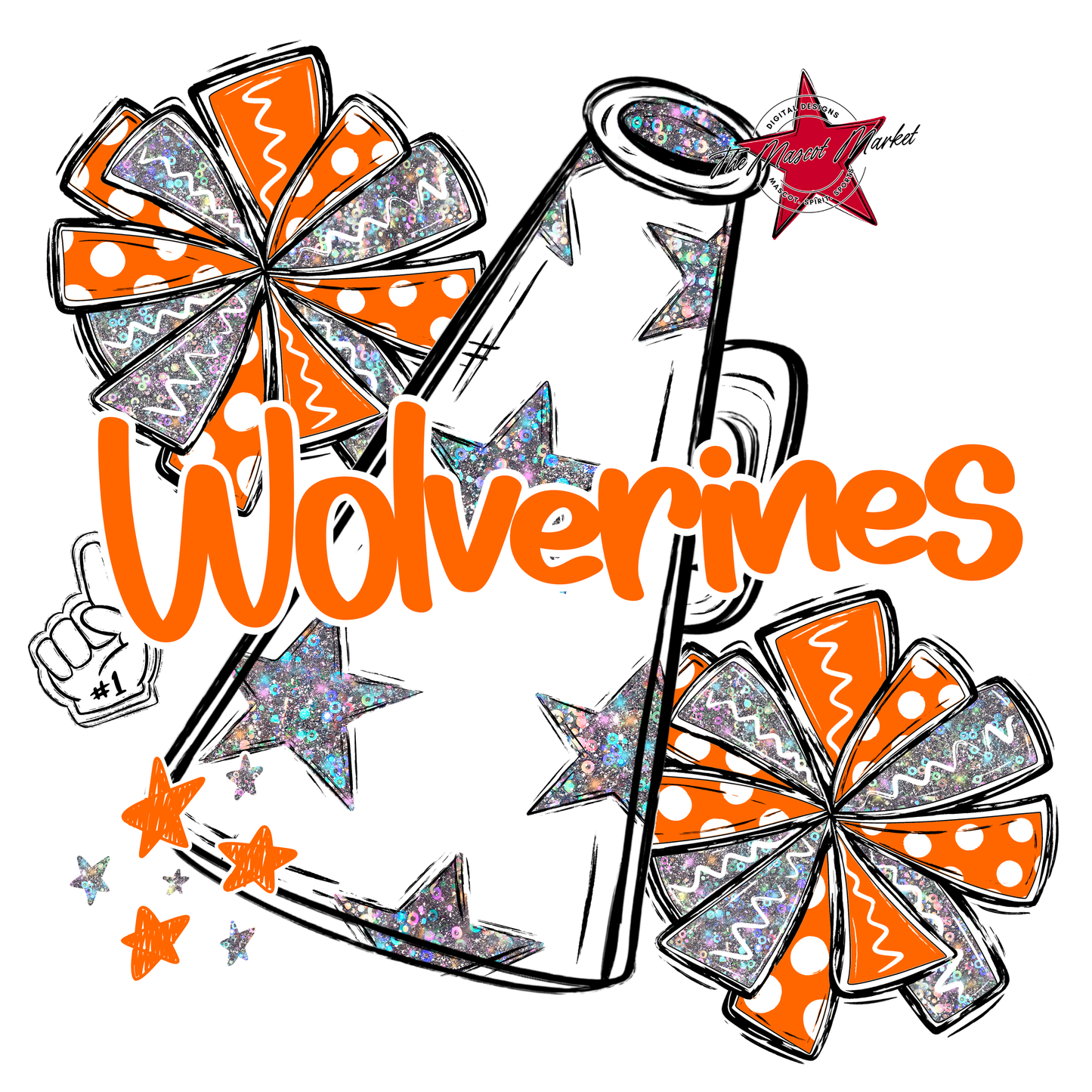 Wolverines Alpha Megaphone Design-Orange