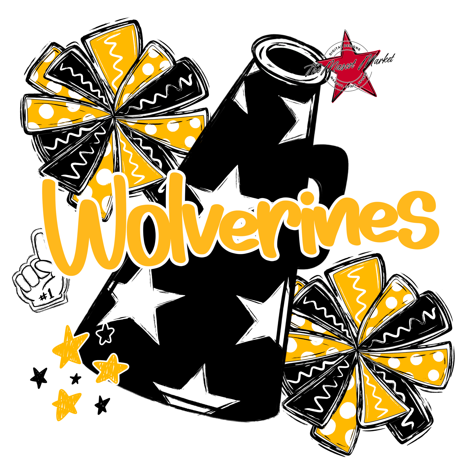 Wolverines Alpha Megaphone Design-Yellow