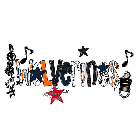 Wolverines Band Scrape-Navy-Orange